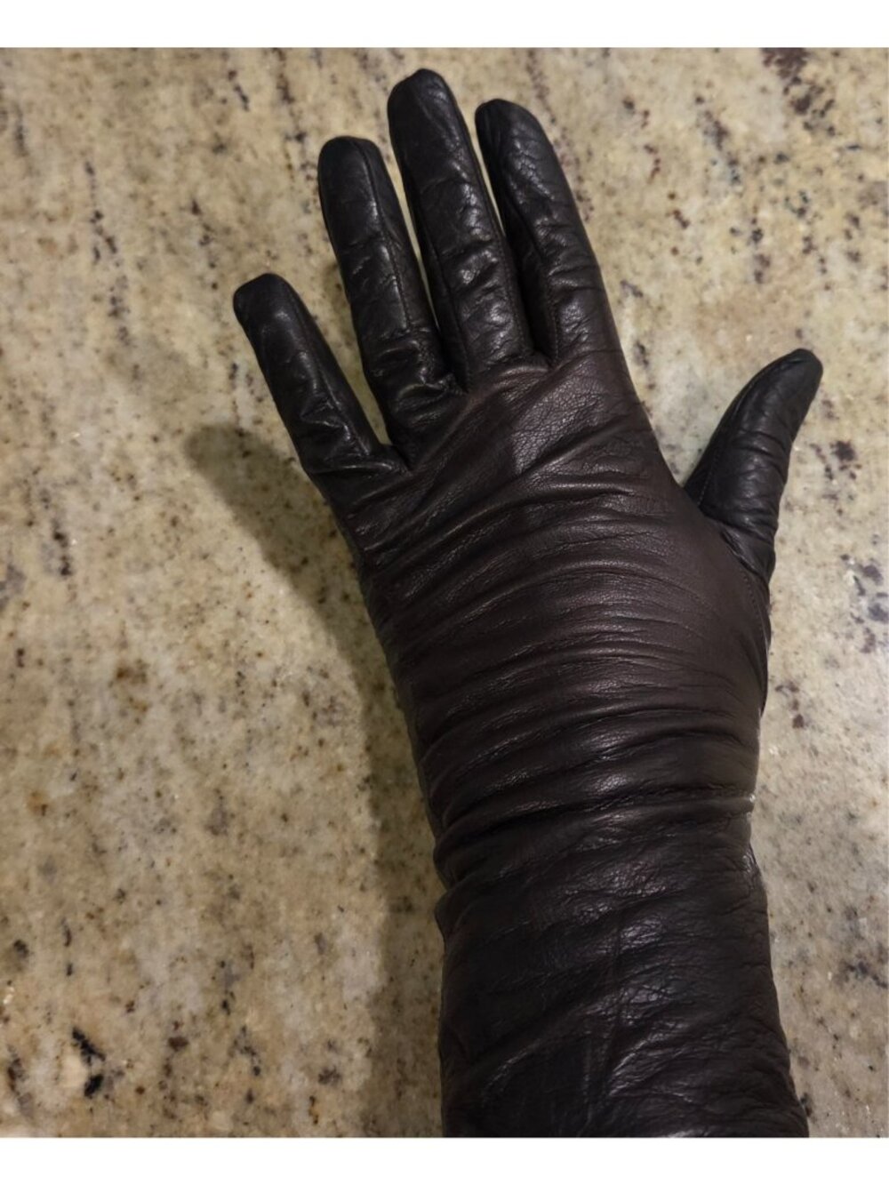 Vintage Womens Size S 6.5 Brown Soft Leather Silk Lined Formal 11" Long...